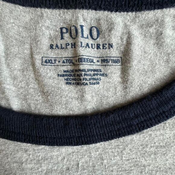 Vintage Polo Ralph Lauren T-Shirt 4XLT Big & Tall Gray Black Retro Tee - Picture 3 of 7